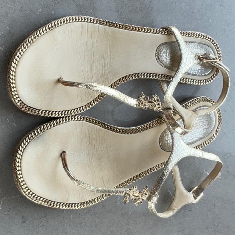 Chanel gold chain sandals